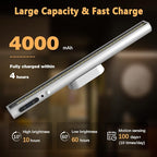 Battery Powered Operated Wall Strip Lights, Motion Sensor LED Light Bar Indoor, Rechargeable Magnetic Under Cabinet Lighting Wireless with Remote Control for Picture Shelf Bathroom – Silver