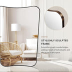 ANDY STAR Brushed Bronze Asymmetrical Mirror, 24"x36" Bathroom Mirror with Premium Stainless Steel Thin Frame, Antique Butterfly-Inspired Designer Mirror, Ideal for Bathroom, Powder Room, Entryway