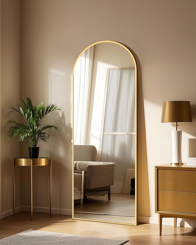 58"x19"Floor Mirror Full Length,Arched Full Length Mirror with Stand,Full Body Mirror,Hanging or Large Leaning for Bedroom Living Room Gold