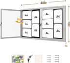Mifuro 48"x30" Enclosed Bulletin Board, Outdoor Lockable Weather-Resistant Aluminum Cork Noticeboard for School & Office, Silver Frame w/Black Flet