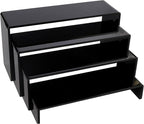 ELEGANTLIFE Acrylic Display Riser,4.3mm Heavy Duty Crystal Display Stand Shelf Layered Aesthetic, Jewelry Display Shelf Risers for Décor,4 Pack Set Multi-color (Black)