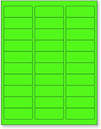 8-1/2 x 11 Neon Color High Light Fluorescent Labels for Laser & Inkjet Printer (Green Fluorescent, 1" x 2-5/8" - 30 Per Page | 3,000 Labels)