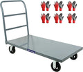 5Seconds Industrial Platform Truck - Heavy Duty 48' X 24' Flatbed Cart with 2000lb Capacity, 6" Swivel Wheels with 6 Pairs Work Gloves