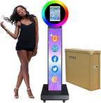 Portable Photo Booth for iPad, Metal Shell Selfie Station photobooth Machine,RGB Ring Light,Custom Logo,Remote Control,for Parties,Wedding,Exhibition
