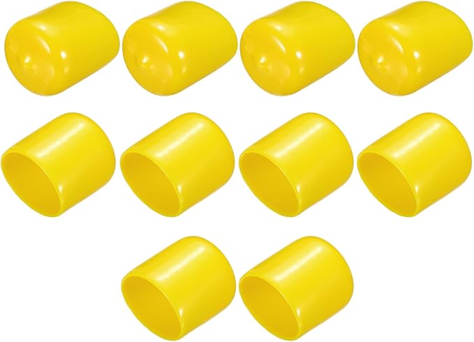 uxcell 10pcs Rubber End Caps 25mm(1") ID Vinyl Round End Cap Cover Screw Thread Protectors Yellow