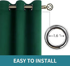 BGment Green Blackout Curtains 72 Inch Length 2 Panels Set, Grommet Thermal Insulated Room Darkening Curtains for Bedroom, Each 46 x 72 Inch