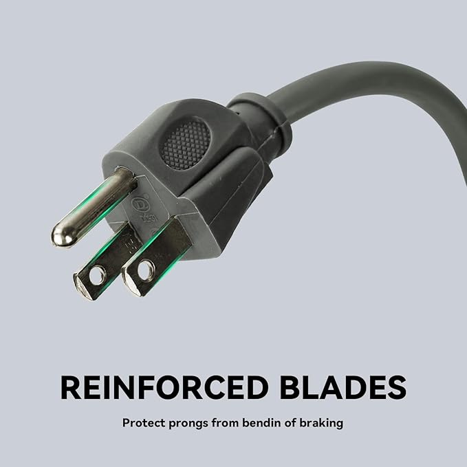 75Ft Heavy Duty Indoor Outdoor Extension Cord - 16/3 SJTW Waterproof Power Cable with 3 Prong Grounded Plug, Grey - Durable, Weather Resistant, for Home, Garden, and Worksite Use