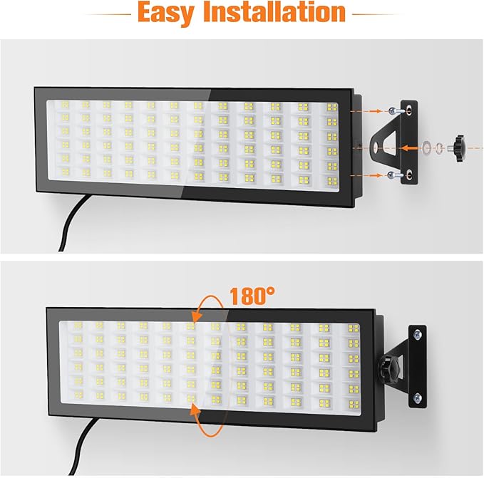 2 Pack LED Shop Lights, 15600LM 6000K Super Bright IP66 Waterproof LED Flood Light for Workshop, Garage, Shop