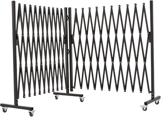 GYMTIME Industrial Expandable Metal Barricade, Portable Safety Barrier with Casters, Mobile Folding Scissor Gate, Aluminum Retractable Fence, 0-180 Degree Rotating, 23.6 Feet, Indoors Outdoors