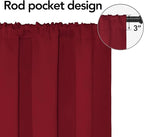 Easy-Going Rod Pocket Blackout Curtains for Bedroom, Room Darkening Window Curtains for Living Room, Thermal Insulated Noise Reduction Solid Window Drapes, 2 Panels(42x36 in, Christmas Red)