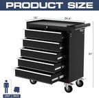 5-Drawer Tool Chest,Rolling Tool Cart with Wheels,High Capacity Tool Cabinet with Locking System for Garage, Warehouse, Workshop-Black