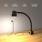 Led Magnetic Work Light 300mm Flexible Gooseneck lamp 500 Lumens 120 Volt for Sewing Machine Lathe Milling Drill Press Industrial Lighting
