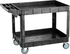 Larger 2 Tier Heavy Duty Utility Service Cart, 550 Capacity Work Cart on Rolling Utility Service Cart for Garden Garage Maintence Transporting (2 Tier, Large)