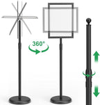 GUOHONG 2 Pack Heavy Duty Sign Stand Adjustable 8.5 x 11 Inch Sign Holder Aluminum Snap Open Frame Floor Poster Stand Vertical Horizontal