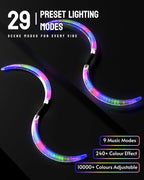 LED POI Staffs S-Shape with 241 Color Light Modes USB Rechargeable Magic LED S-Staffs Customized Colors, Profound Visual Effect