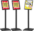 3Packs Heavy Duty Adjustable Pedestal Poster Sign Stand, 8.5x11 Aluminum Open Floor Standing Sign Holder for Vertical and Horizontal View Display (8.5x11,Black)