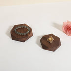 GemeShou single Walnut Jewelry display Tray for selling, Wooden hexagon display riser for jewelry, Jewelry retail shop display stand, photography props【Walnut Hexagon single Small】