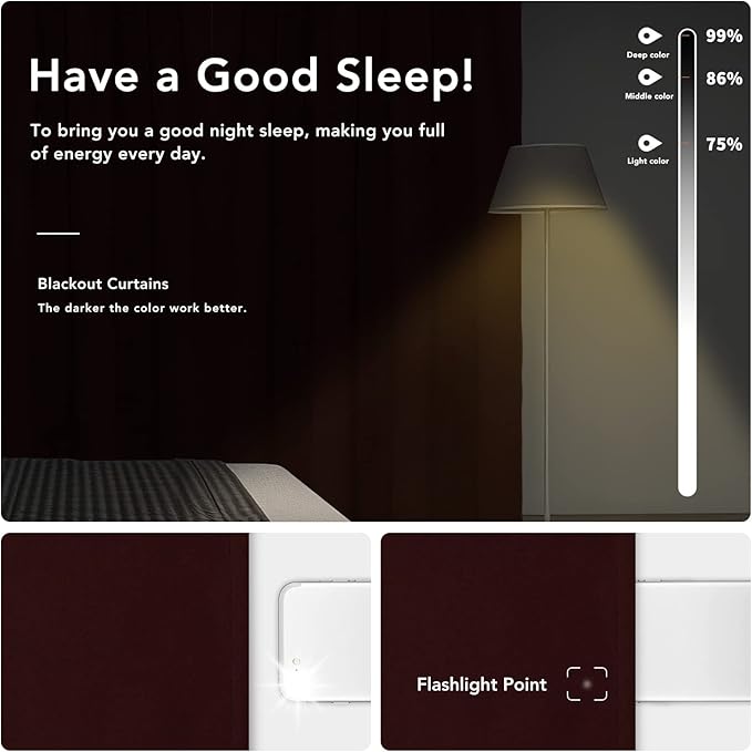 Easy-Going Rod Pocket Blackout Curtains for Bedroom, Room Darkening Window Curtains for Living Room, Thermal Insulated Noise Reduction Solid Window Drapes, 2 Panels(42x63 in, Wine)
