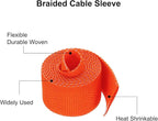 MECCANIXITY Braided Cable Sleeves Heat Shrinkable Fabric Sleeving, 5/8" 3ft Orange 2:1 Ratio Heat Shrinkable Cord Protector for Harness Cable, Network Cable Protection, Cable Management
