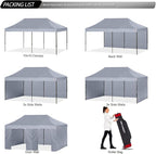 ABCCANOPY Heavy Duty Easy Pop up Canopy Tent with Sidewalls 10x20, Gray