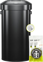 EKO Urban 24 Gallon Round Black Stainless Steel Open Top Waste Bin, Tall Commercial Trash Can for Indoor/Outdoor, Extra Large Metal Garbage Bin for Office, Restaurant, Restroom, 90L