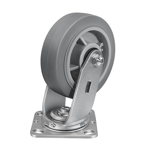 6'' × 2'' Caster Wheel, Heavy Duty Industrial Caster, Rubber Wheels with Roller Bearing, Load 900lbs per Swivel Casters for Cart Dolly Toolbox Trolley (1 Swivel)