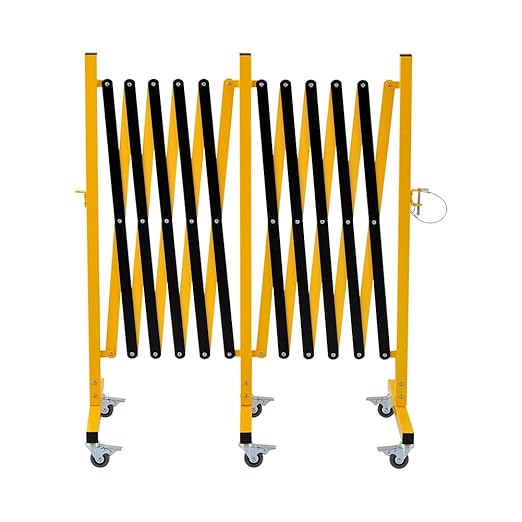 GYMTIME Industrial Expandable Metal Barricade, 16 Feet, Easily Assembled Safety Barrier with Casters, Flexible Mobile Gate, Adjustable Traffic Fence