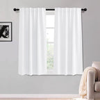 KGORGE Bedroom Curtains 2 Panel Sets, Room Darkening Thermal Insulated Noise Reducing Energy Efficiency Small Window for Bedroom Living Room, Back Tab Rod Pocket, W52 x L54, White