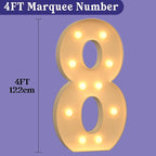 4FT Giant Marquee Light Up Numbers, Large Marquee Numbers for 8th 18th 80th Birthday Decorations, Pre-Cut DIY Mosaic for Balloons 8