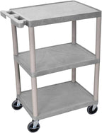 Luxor Multipurpose Storage Utility Cart 3 Shelves Structural Foam Plastic - Gray