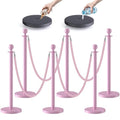 kaiyomi 6Pcs Stanchions with Pink Velvet Ropes Set, 5 Feet Velvet Ropes and Posts Poles for Red Carpet Party Decoration and 360° Photo Booth (Pink)
