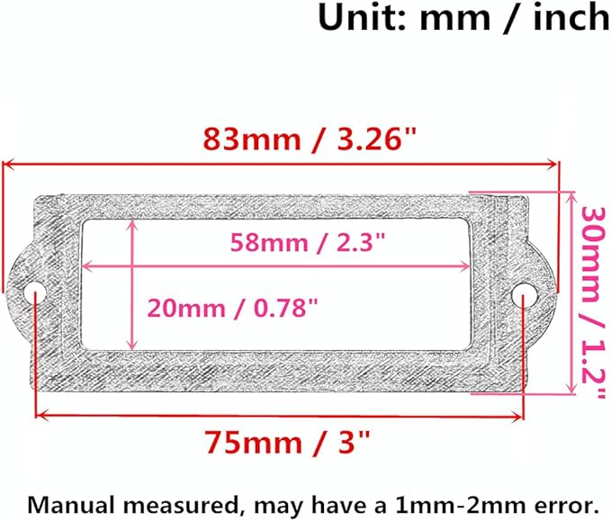 [24 Pack] Antique Bronze Office Library File Drawer Cabinet Card Tag Label Holder Metal Frame 83mm x 30mm