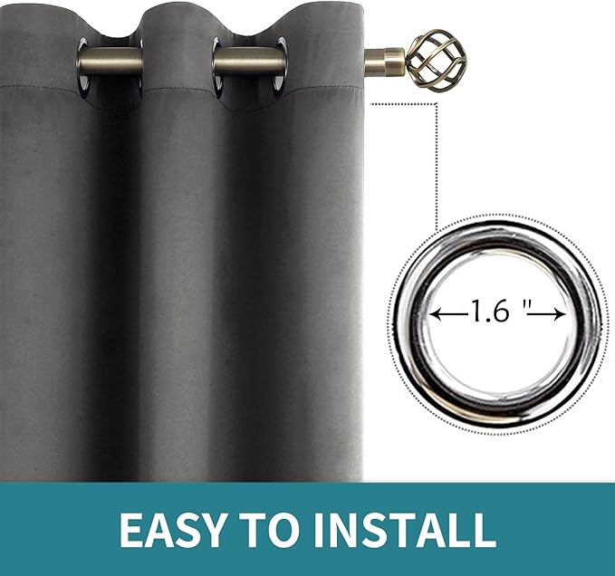 BGment Blackout Curtains - Grommet Thermal Insulated Room Darkening Bedroom and Living Room Curtain, Set of 2 Panels (42 x 72 Inch, Dark Grey)