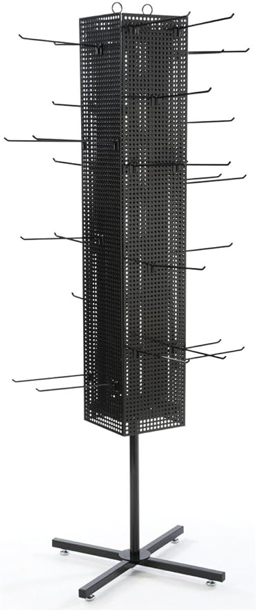 Floor Pegboard Spinner Rack, Magnetic, 68"H (Black Steel)