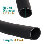 1/2 inch (Diameter) 3:1 Waterproof Heat Shrink Tubing Kit, Large Marine Dual Wall Adhesive Shrinkable Wire Wrap Tube, Insulation Sealing Wear-Resistant Cable Protector by YUKSY (4ft, Black)
