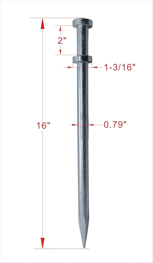 Double Head Tent Stakes - Heavy Duty 1045 Steel Heat-Treated Ground Spikes, Forged Geometric Sharp Tips for Stronger Hold, 0.79”(20mm) Diameter, 4-Pack (16 in)