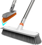 Heavy Duty Floor Scrub Brush and Grout Cleaner Tool with Long Handle Deck Brush with Stiff Bristles Outdoor Scrubber for Cleaning Deck Tile Kitchen Swimming Pool Bathroom(2 Pack Brush Head)