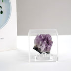 Clear Acrylic Geodes Rocks 3 Pegs Display Easel Stands Support Holder Box, Acrylic Display Case Box for Agate Slices Crystals Minerals Slab Fossil Coral Small Collectibles (Small-3x3x3in, 1Pcs)