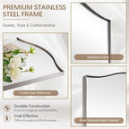 ANDY STAR Rectangle Scalloped Mirror, 24"x40" Brushed Nickel Bathroom Mirror in SUS304 Stainless Steel Metal Frame, Silver Vanity Mirror with Unique Arched Top Design