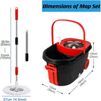 Spin Mop and Bucket with Wringer Set, 360° Rotating Head Mop Bucket System with 3 Microfiber Mop Refills Wet and Dry Suitable for Office and Home Use, Green (Black)