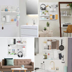 16pcs Pegboard sets, Plastic White Peg board Wall Organizer Kits,4pcs Peg Board and 12 Accessories Modular Hanging, Wall Mount Display Pegboard Panel Sets for Home Office Garage Kitchen Workshop
