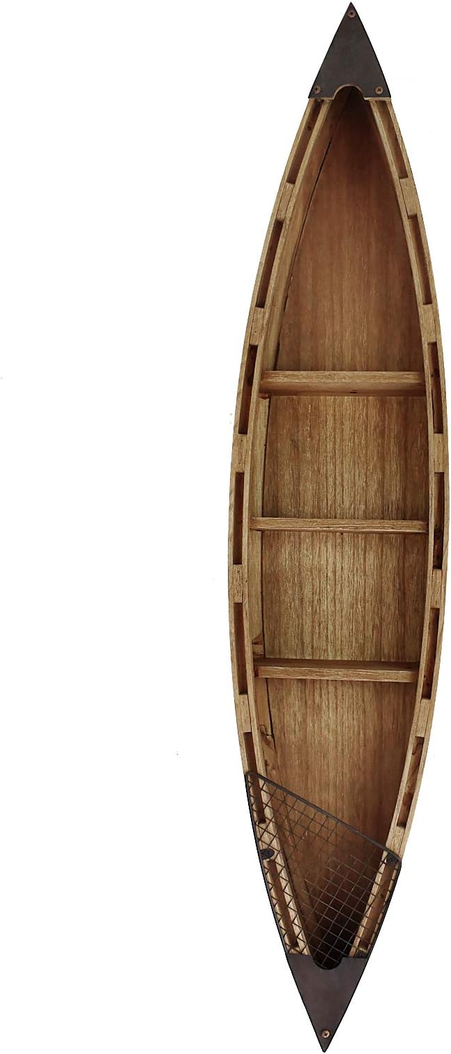 Aecipl Solid Wood Boat Shelf Decorative Nautical Wall Decor Beach Themed Bookcase Large Wooden 3-Tier Display Shelves for Home Kitchen Bedroom Living Room (47" H)