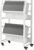 32-Device Mobile Charging Storage Cart with Lockable Wheels, 2 Power Strips, Charging Station with Removable Dividers & Cable Management for Laptops, Tablets, iPads, Chromebook for Classroom