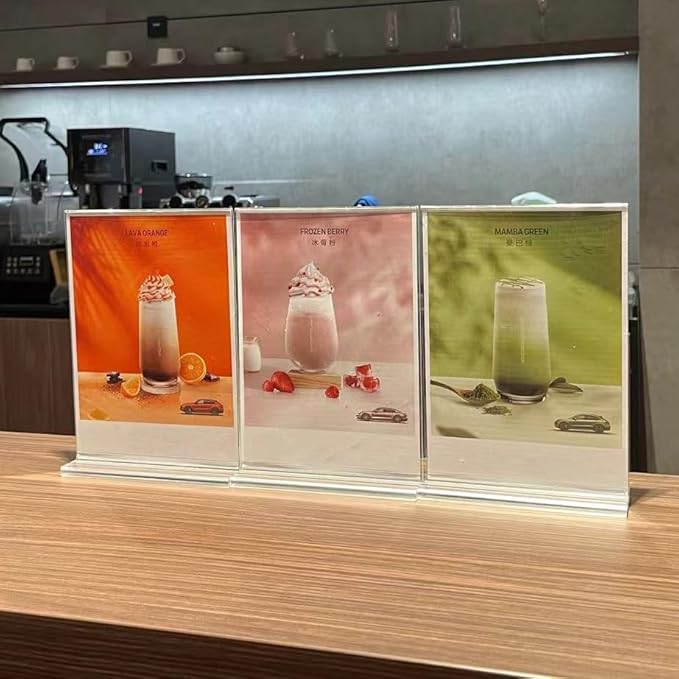 newnewshow 4x6 Inch Clear Acrylic Sign Holder, Display Stand, Plastic Card Holder for Business, Office, Retail (4x6 Inch 3 Pack)