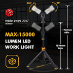 LUTEC 【Upgraded】 6290Max 15000 Lumen 138W Dimmable LED Work Light with Telescoping Tripod, Adjustable Color Temperature Dual-Head Work Light with Stand and 8 Ft 3-Prong Power Cord