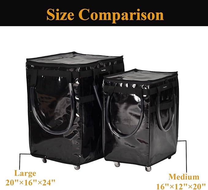 Reusable Grocery Bag On Wheels Large Capacity Shopping Trolley Foldable Rolling Tote Bag with Heavy Duty Handle for Travel