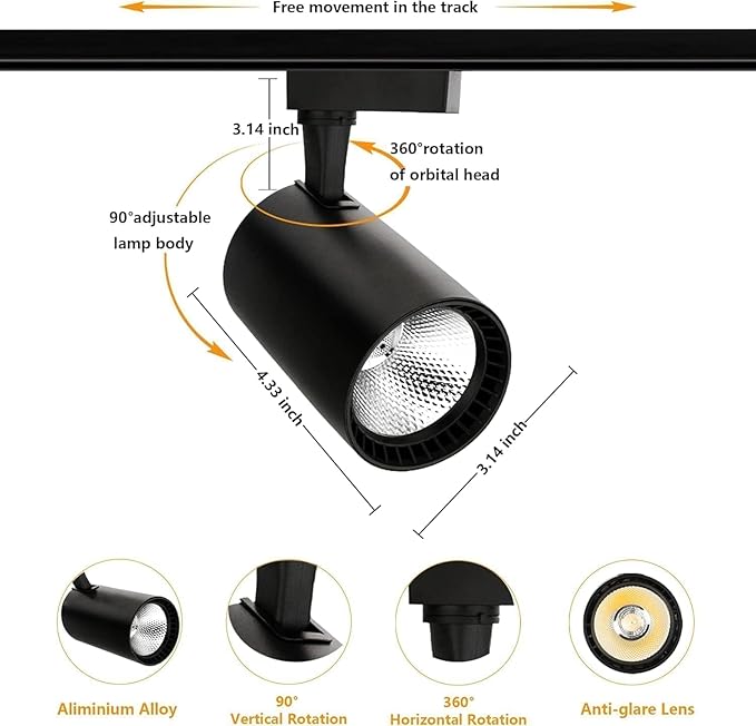 Black J&L Type Track Lighting Complete Kit, 6000K Cool White 25W Extra Brightness Plug in LED Lighting Complete Kits 24 Packs，with Extra 26.24FT Track Rails