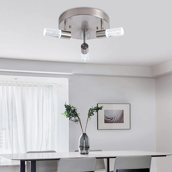 Directional Flush Mount Ceiling Spot Light Fixture,3D Generation Canopy Switch Dimmable 3000k 4000K 6000K Color Change Track Lighting Kit,Rotatale Ceiling Track Lighting Fixture for Dining Room…