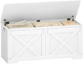 42.9" Storage Chest, Large Storage Trunk with 2 Hinges, Farmhouse Wooden Box Bench, Lift-Top Organizer Chest, Entryway Trunk for Bedroom, Living Room, White SB10903X