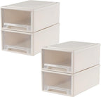 12 Quart Desktop Drawer Storage Unit, Plastic Stackable Storage Drawer, 4 Pack